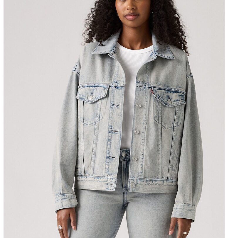 Дънково яке 90's Trucker със свободна кройка - Червен/Светло сив/Тъмносин Levis