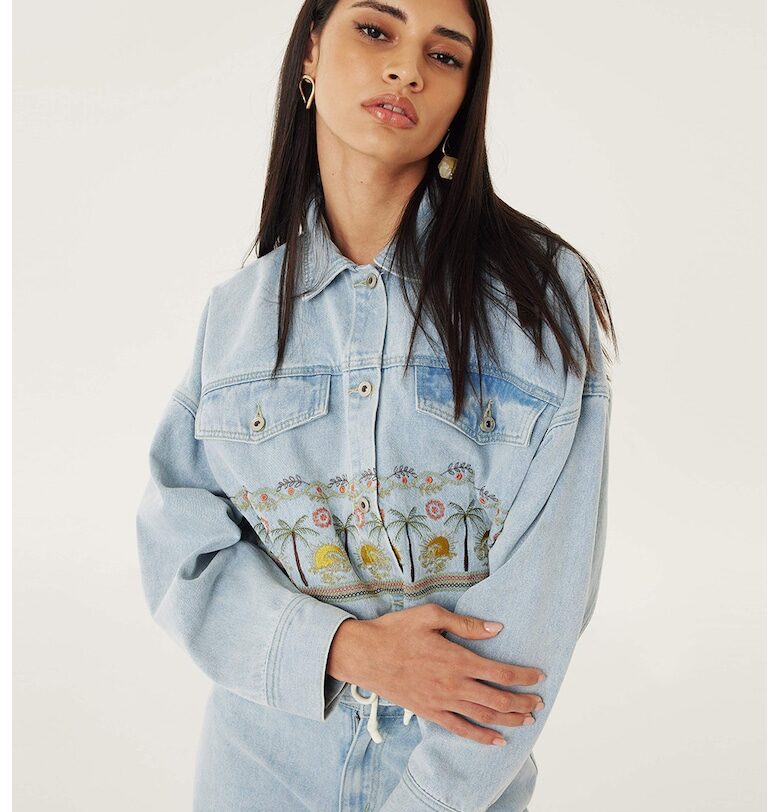 Дънково яке с бродерии - Червен/Жълт/Син TWIST