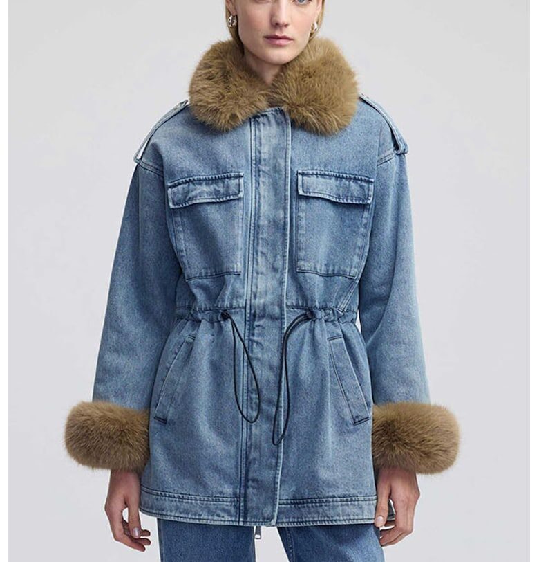 Дънково яке с еко пух - Светлосин меланж Ipekyol