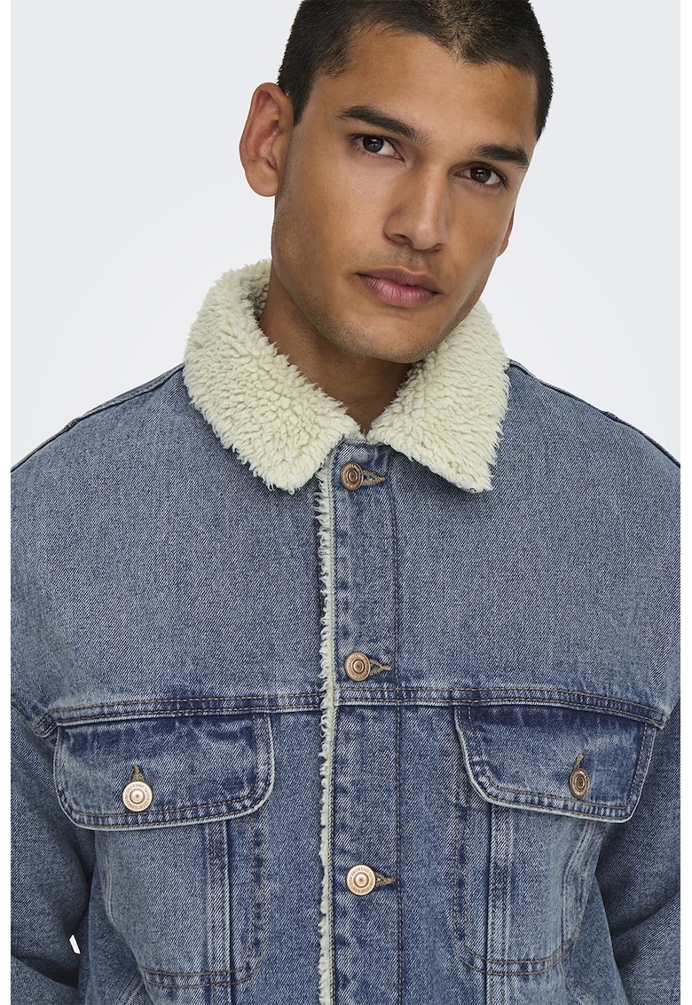 Дънково яке с копчета - Пастелносин Only Sons