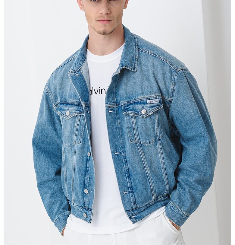 Дънково яке с лого - Прашно синьо CALVIN KLEIN JEANS
