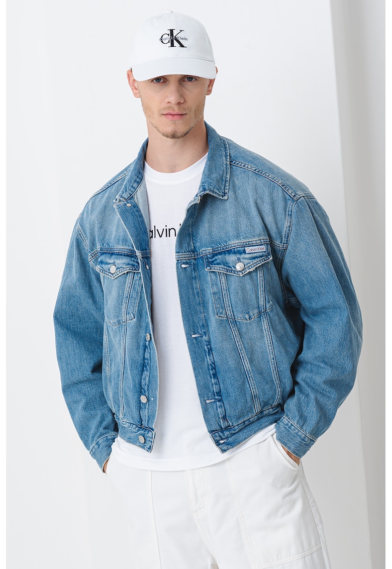 Дънково яке с лого - Прашно синьо CALVIN KLEIN JEANS