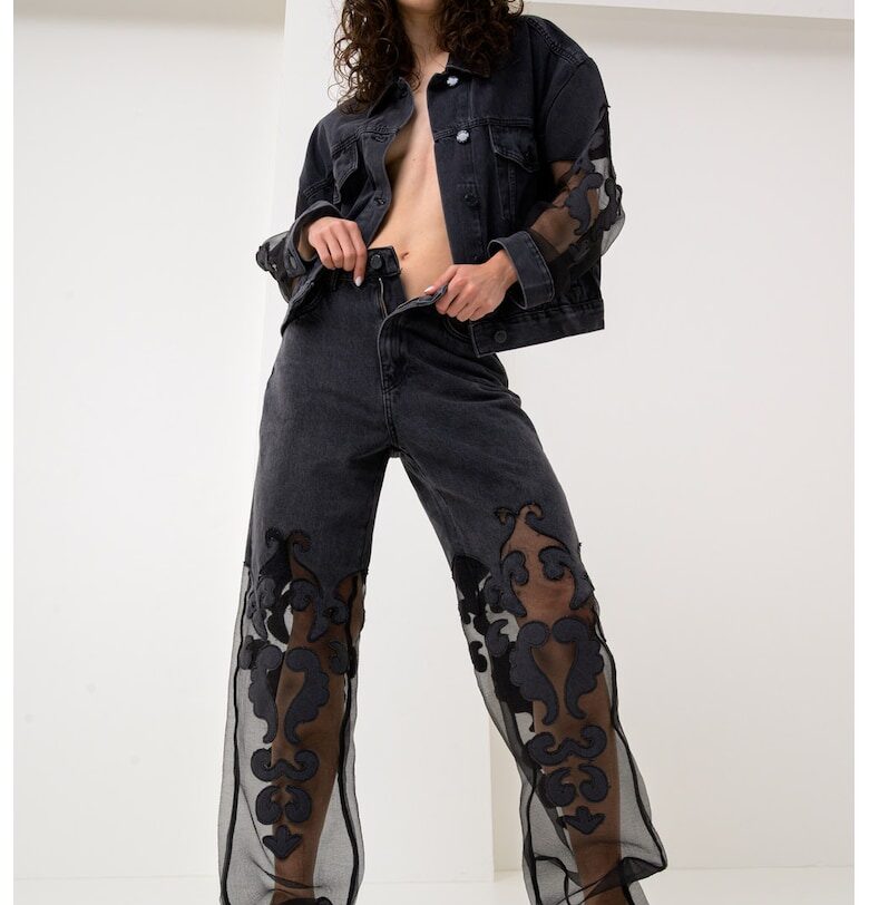 Дънково яке с мрежа - Черен Pinko