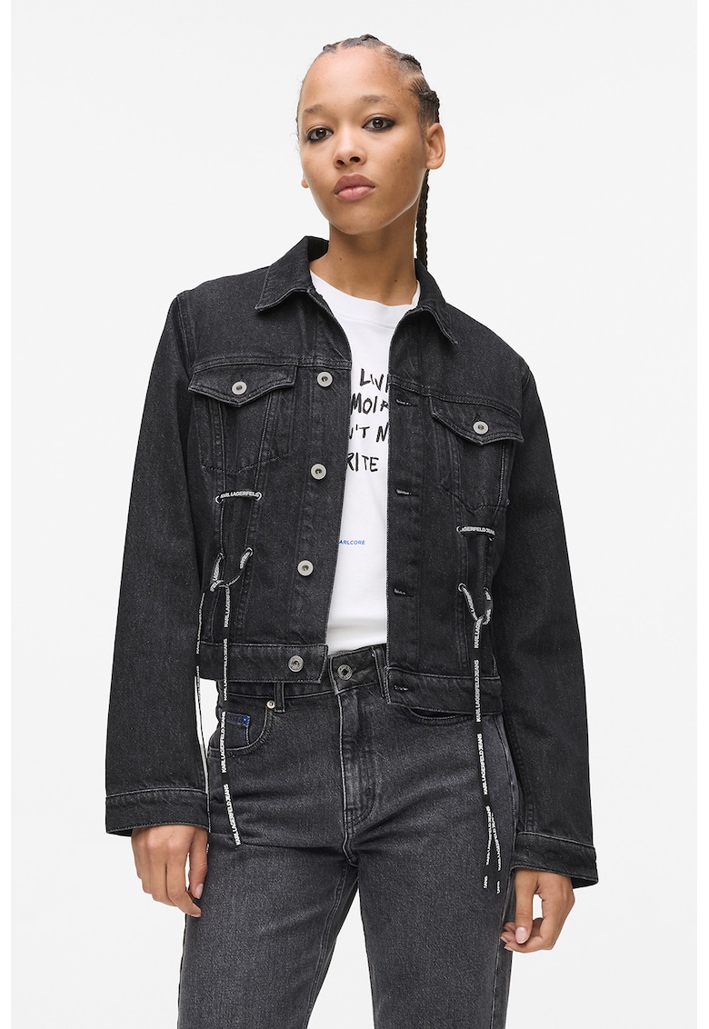 Дънково яке с панделка - Tъмносив KARL LAGERFELD JEANS