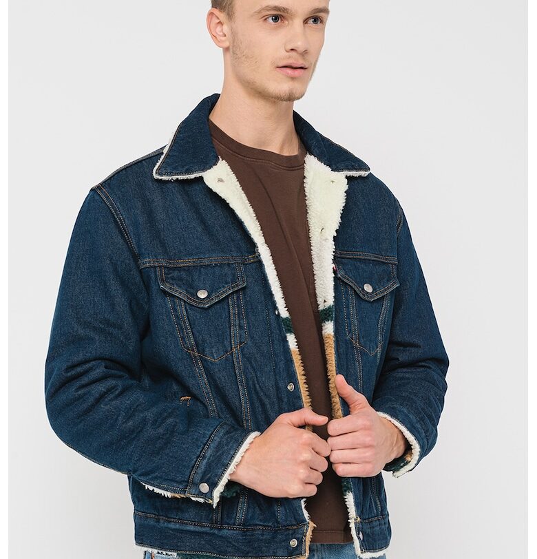 Дънково яке с подплата от еко кожа - Тъмносин Levis