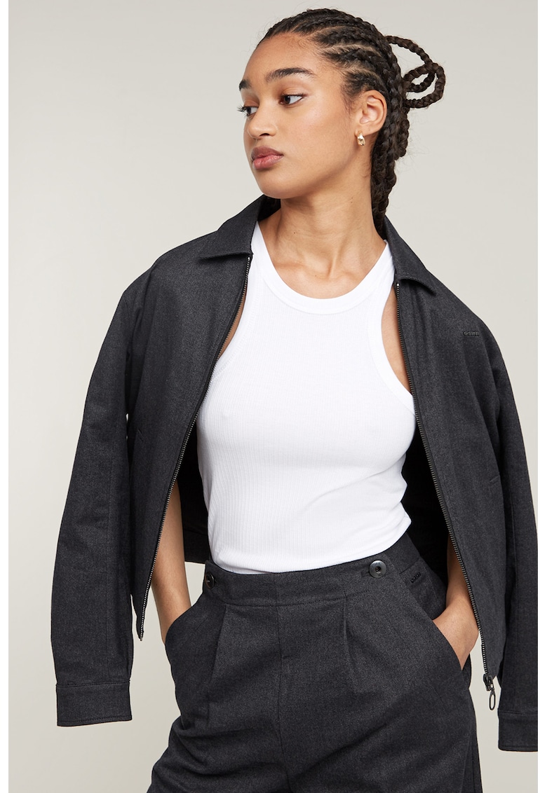 Дънково яке с цип и яка - Антрацитно сиво G-STAR