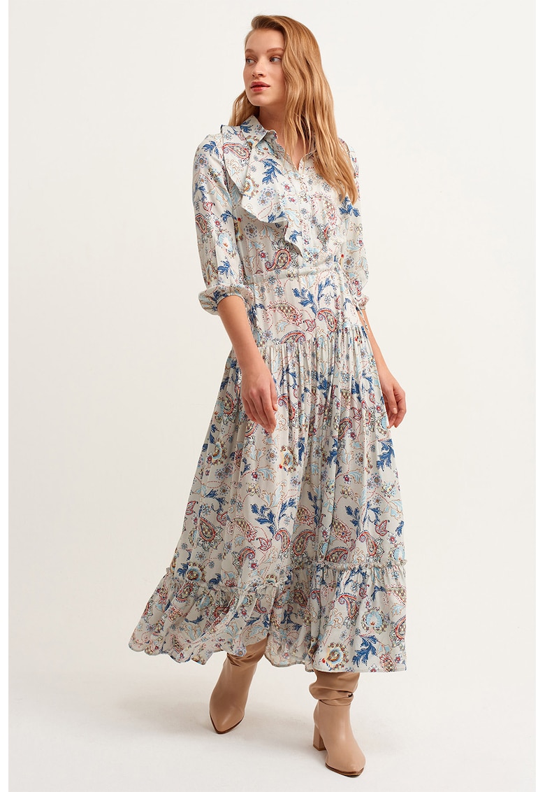 Дънлга рокля с набирания - Многоцветен OXXO