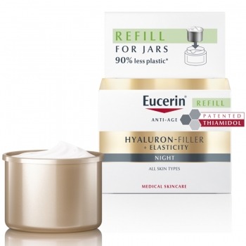 ЕУЦЕРИН ХИАЛУРОН ФИЛЪР + ЕЛАСТИСИТИ Нощен крем ПЪЛНИТЕЛ 50 мл. цена