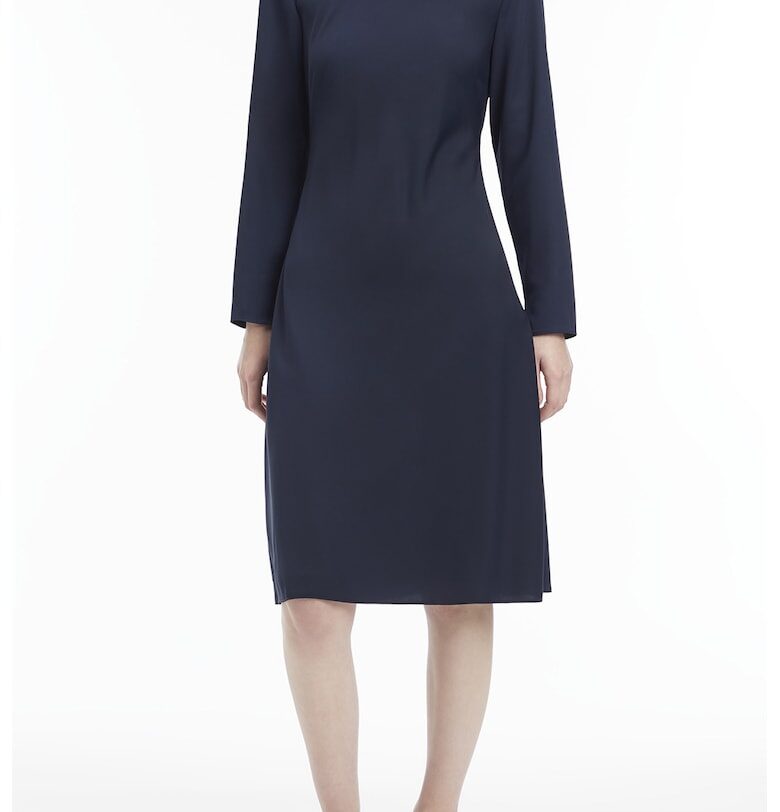 Едноцветна миди рокля - Тъмносин CALVIN KLEIN