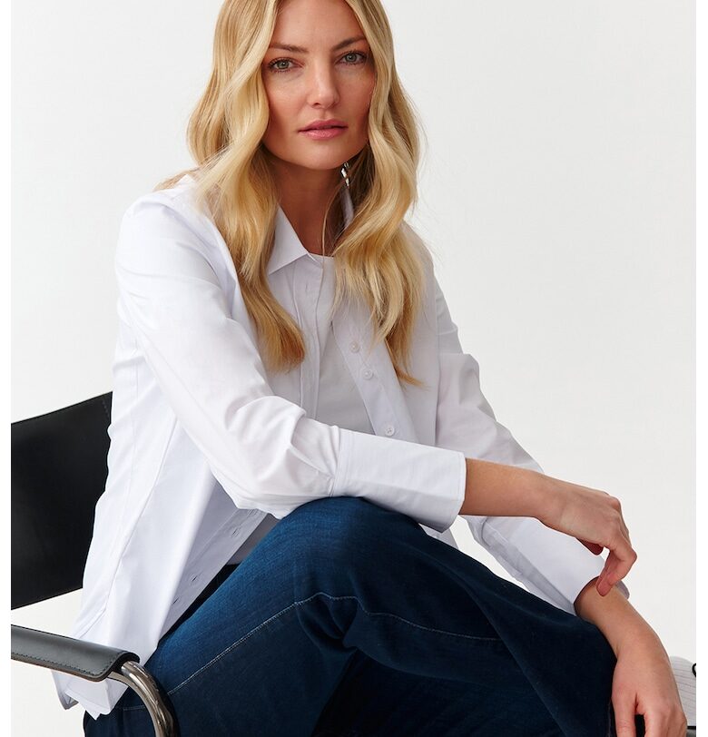 Едноцветна риза с памук - Бял Tatuum