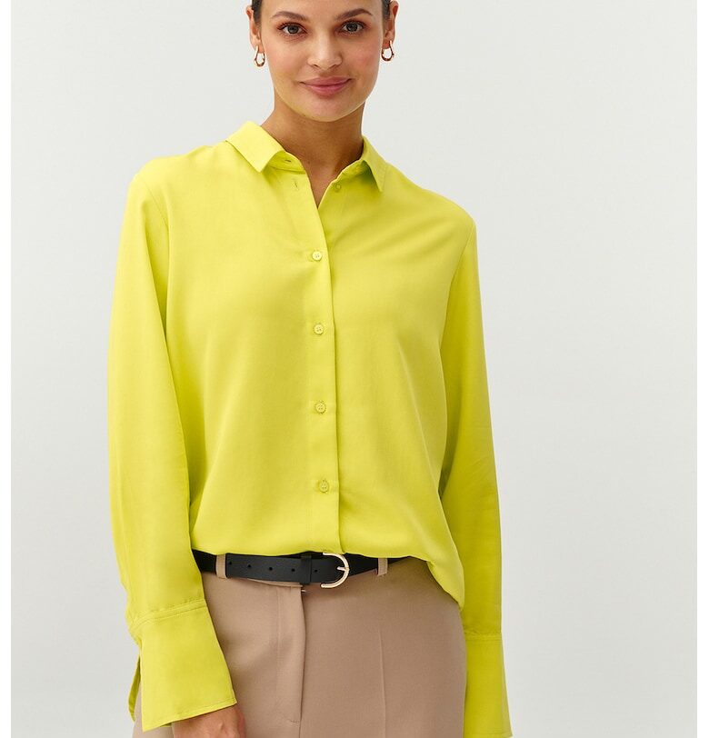 Едноцветна риза с широки маншети - Жълт Tatuum