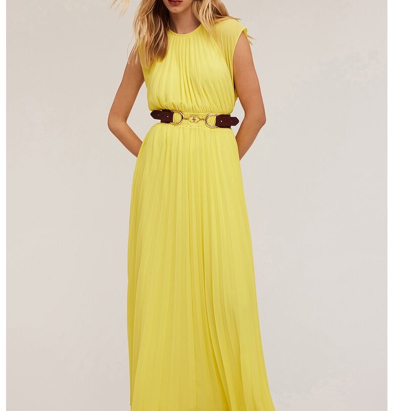 Едноцветна рокля - Жълт Motivi