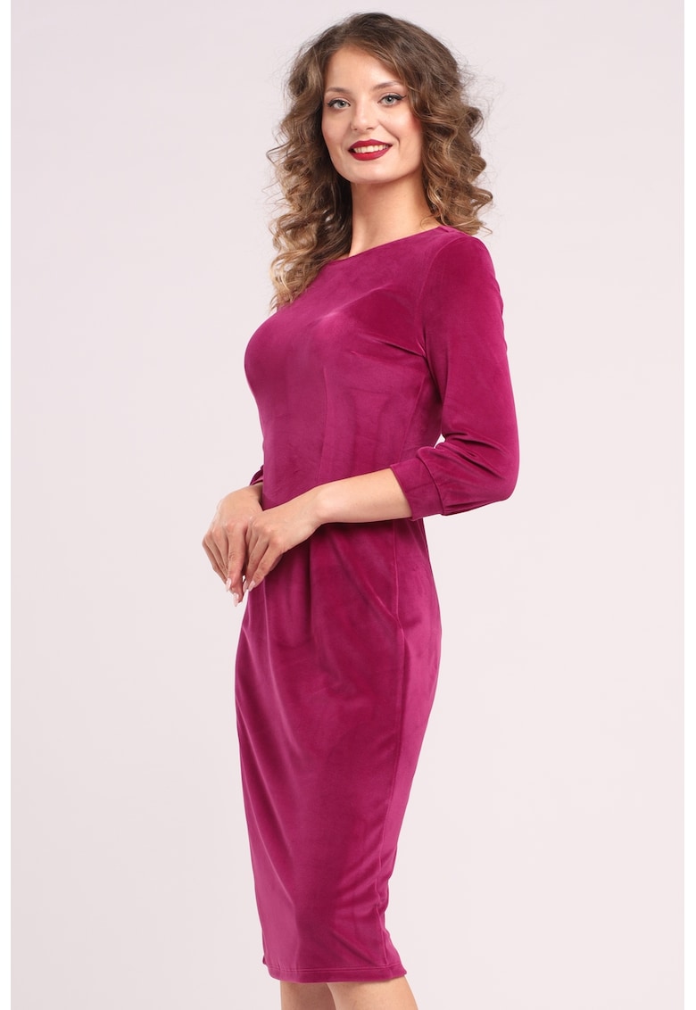 Едноцветна рокля с дълги ръкави - Малина CAMISSI