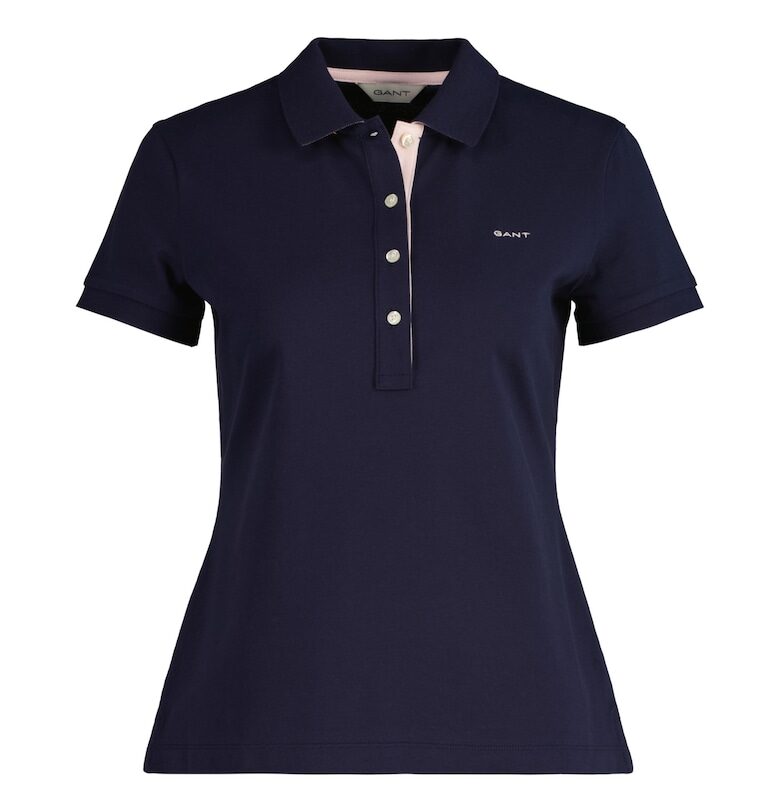 Едноцветна тениска 20863 с яка - Тъмносин Gant