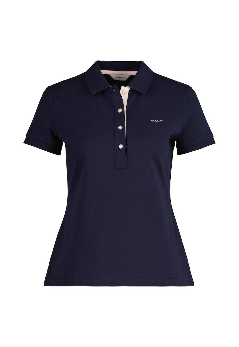 Едноцветна тениска 20863 с яка - Тъмносин Gant