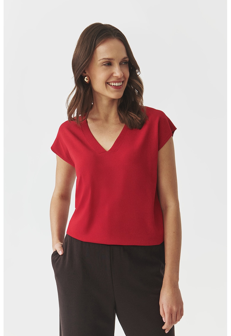 Едноцветна шпиц тениска - Червен Tatuum