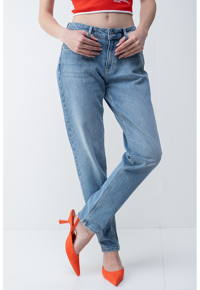 Едноцветни дънки тип Mom - Светлосин меланж KARL LAGERFELD JEANS