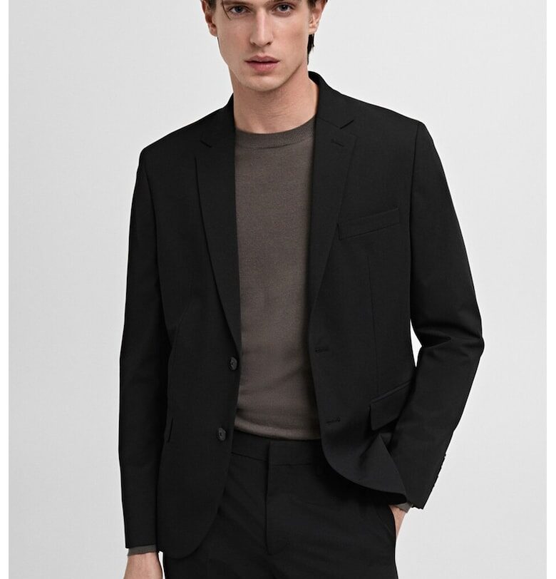 Едноцветно слим сако - Черен Mango