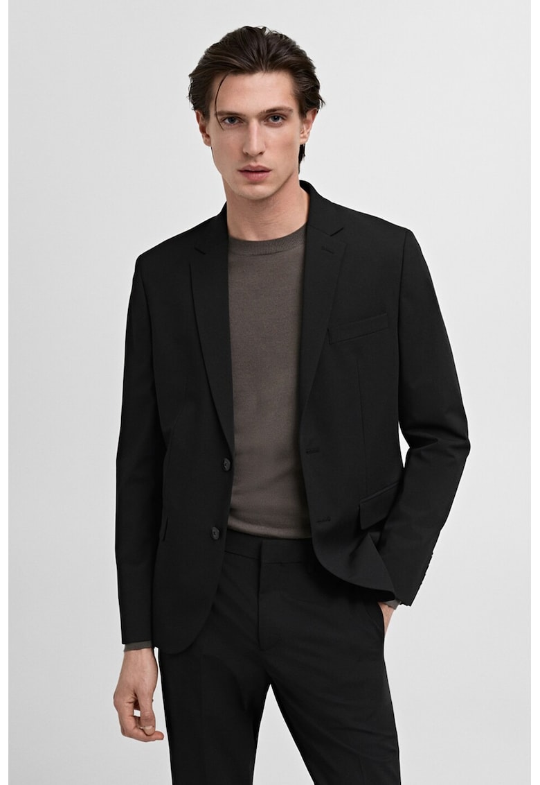 Едноцветно слим сако - Черен Mango