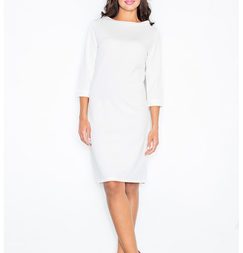 Ежедневна рокля -  M181 - екрю - 3/4 ръкав - полиестер Figl