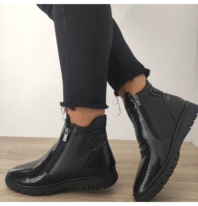 Ежедневни дамски боти  013 10025 Black Croco - черни - Черен DOGATI