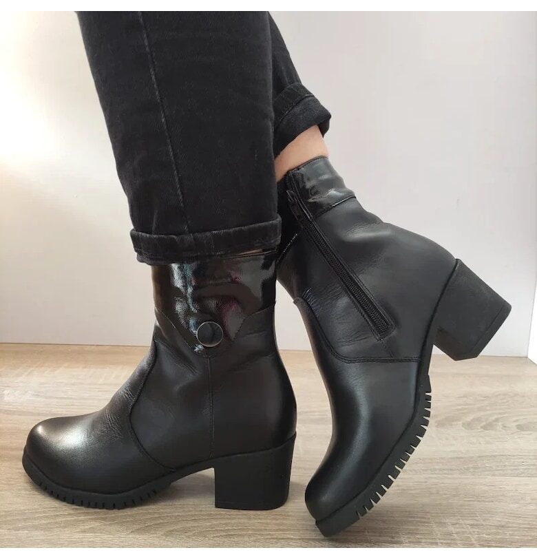 Ежедневни дамски боти  157759 Black + Lacquer - Черни - Черен Nicolis