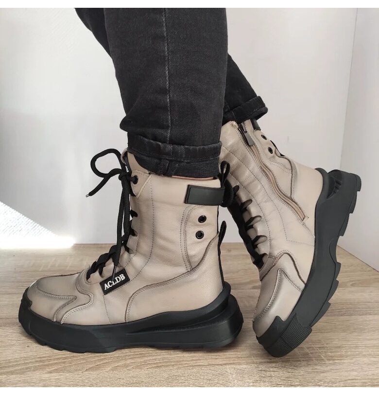 Ежедневни дамски боти  B76521 Plain - Едноцветни - Сиво-бежов FORMAZIONE