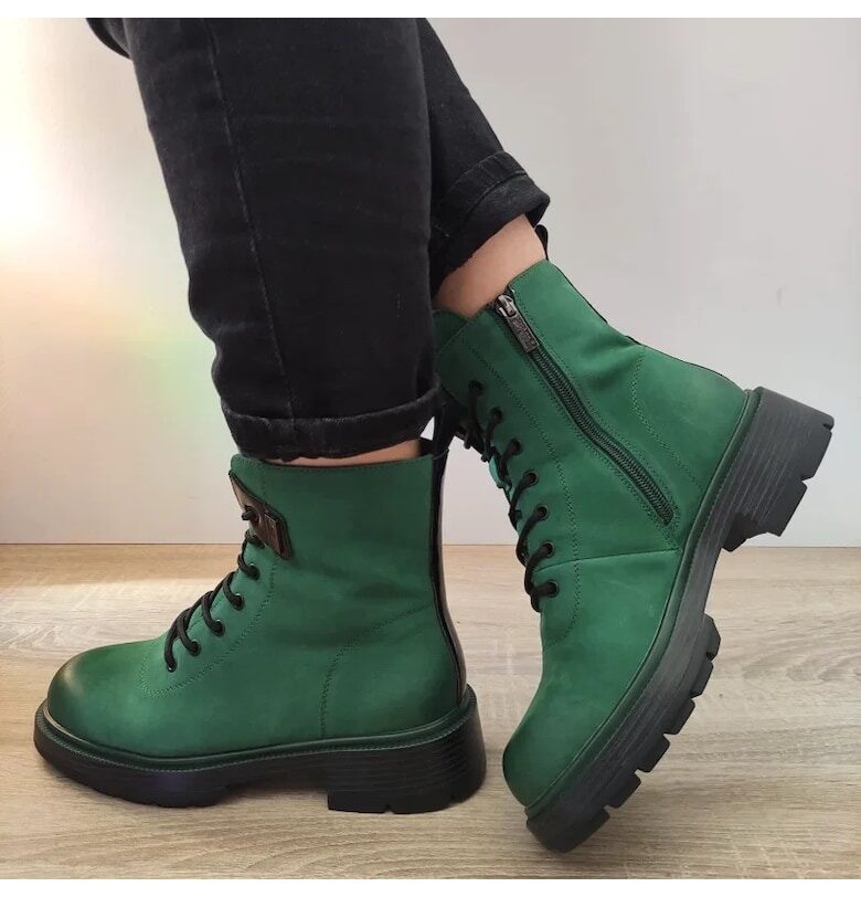 Ежедневни дамски ботуши  50036B 06-N зелен набук - зелен - Зелен Pass