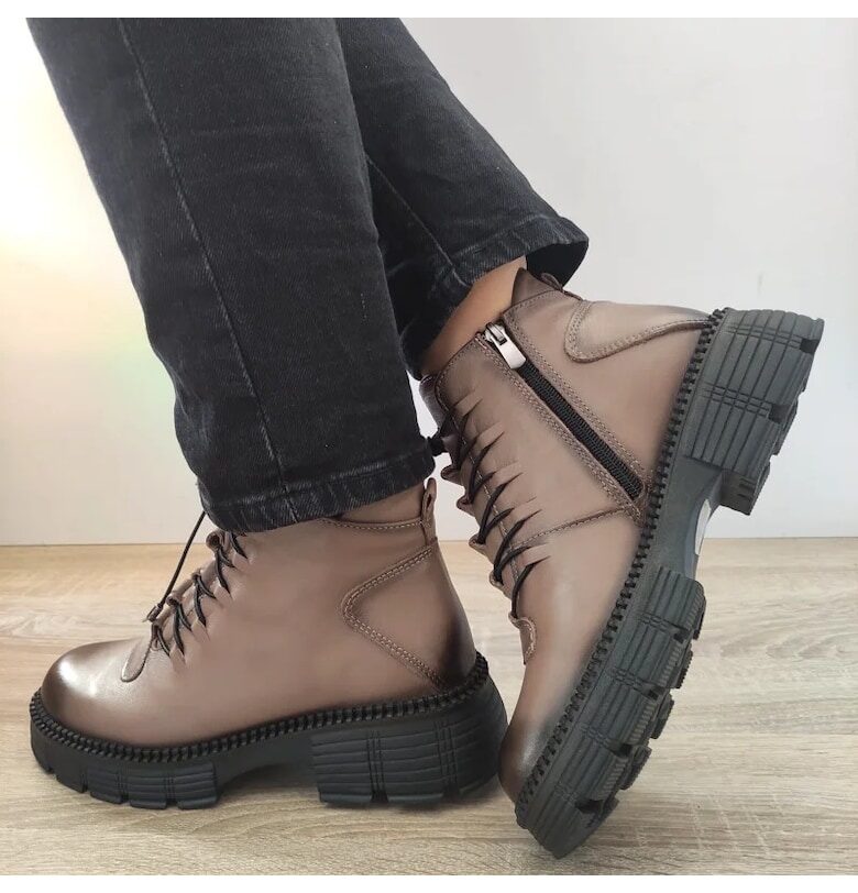 Ежедневни дамски ботуши  5780 сива норка - кафяво - Кафяв DOGATI