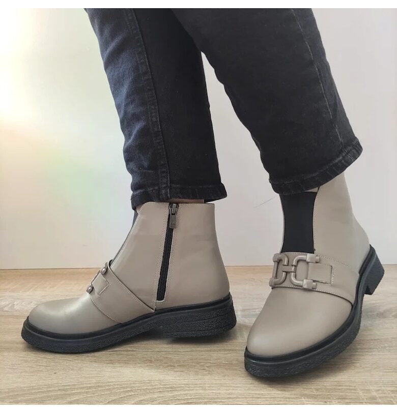 Ежедневни дамски ботуши  6015 сива норка - сиви - Сиво-бежов DOGATI