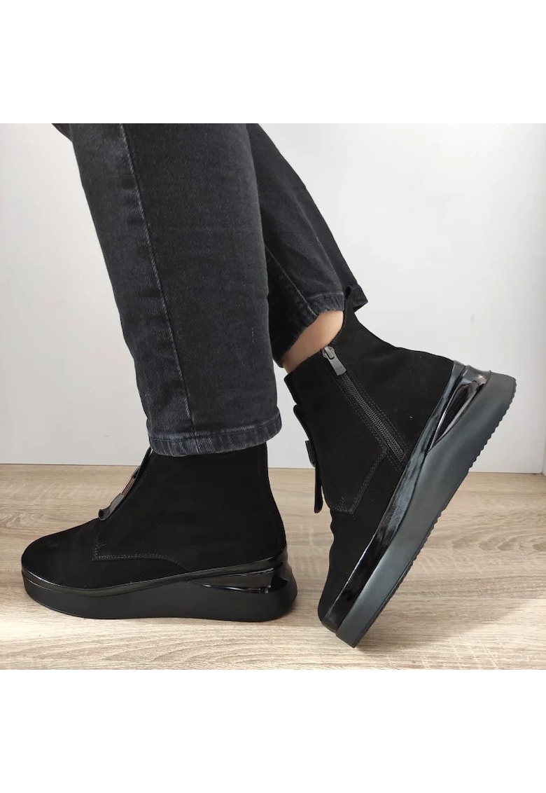 Ежедневни дамски ботуши 934410 черен велур - черни - Черен DOGATI