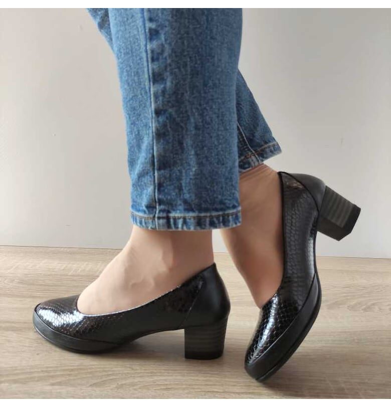 Ежедневни дамски обувки  006-100 Black + Croco - Черни - Черен BIO FLEX