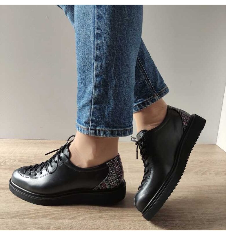 Ежедневни дамски обувки  106 Black + Croco - черни - Черен Nicolis