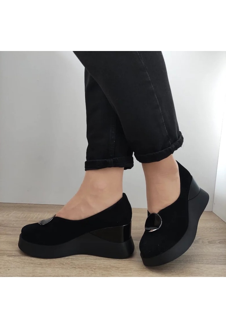 Ежедневни дамски обувки 1444-2 черен велур - черен - Черен PERLLA