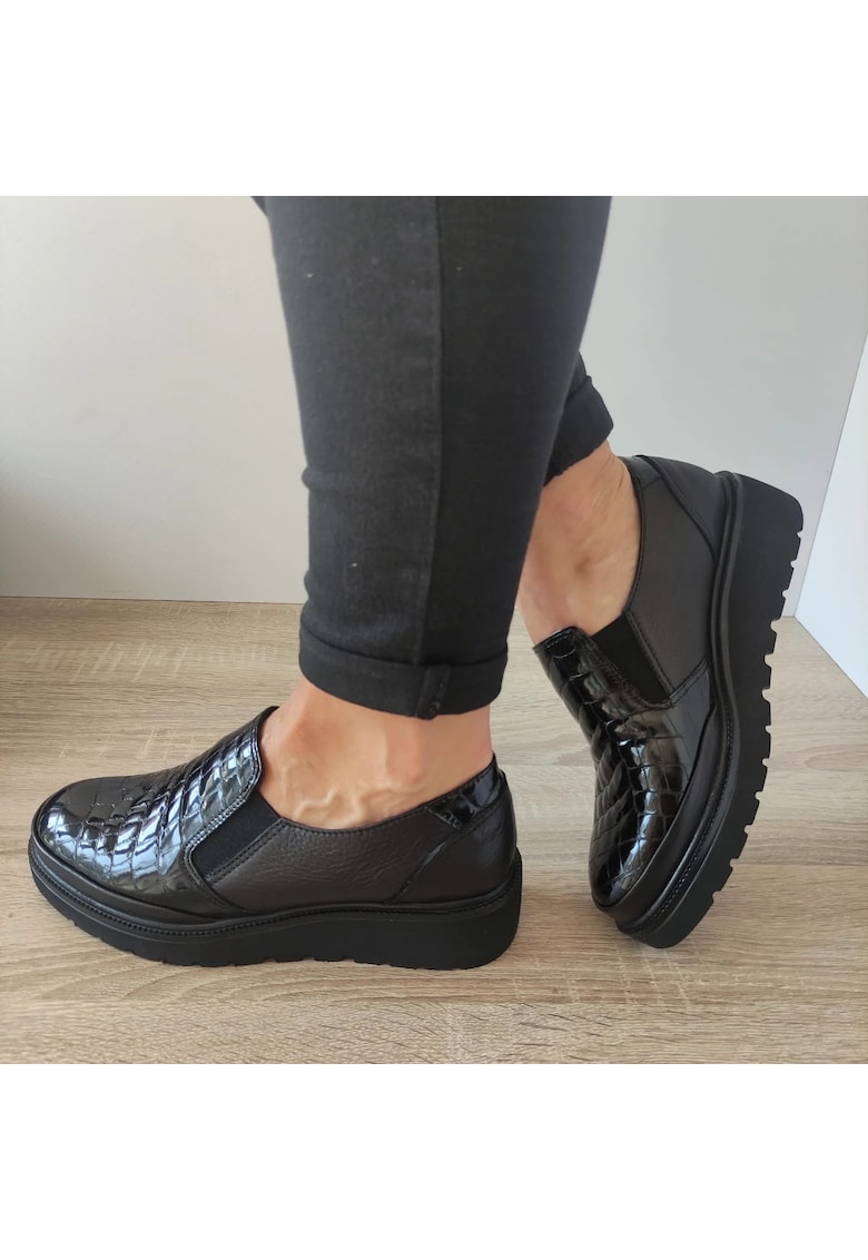 Ежедневни дамски обувки 3552 Черни - черни + кроко - Черен DOGATI