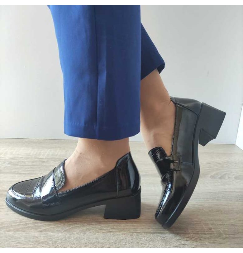 Ежедневни дамски обувки  450024 01-L Black Croco Lacquer - Черно - Черен Pass