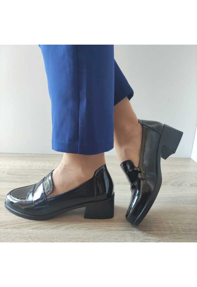 Ежедневни дамски обувки 450024 01-L Black Croco Lacquer - Черно - Черен Pass