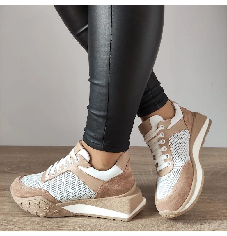 Ежедневни дамски обувки  70826 G2077-01157 Бяло + бежов велур - бял + бежов велур - Бял/Бежов DOGATI