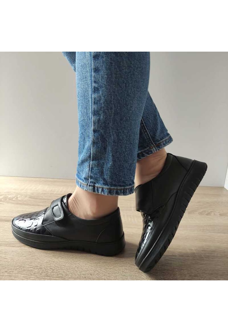 Ежедневни дамски обувки H-0010 Black + Croco - Черни - Черен BIO FLEX