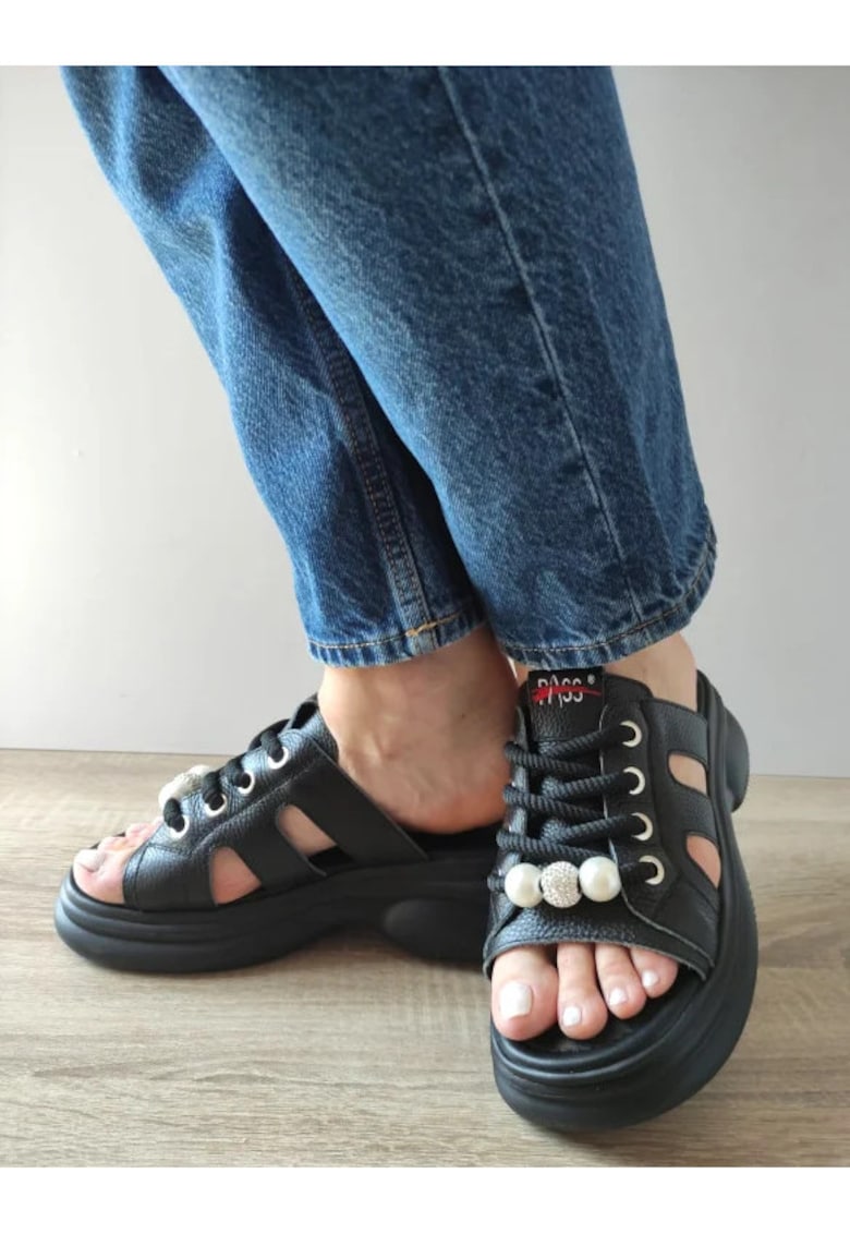 Ежедневни дамски сабо 60004B 01-N Черно - Черен Pass