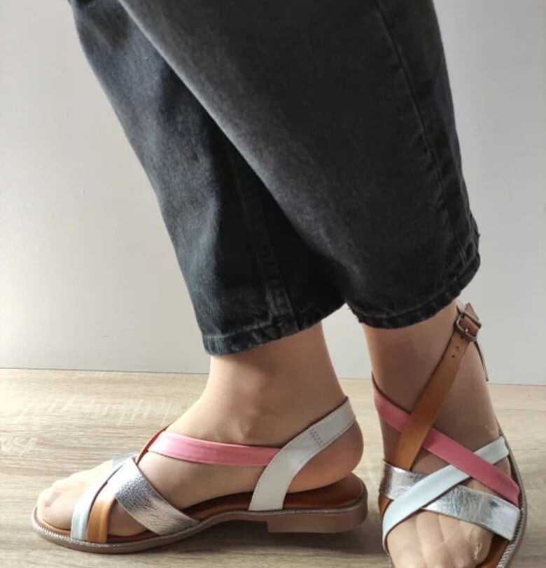 Ежедневни дамски сандали  059 A406 бели + комб - Бял DOGATI