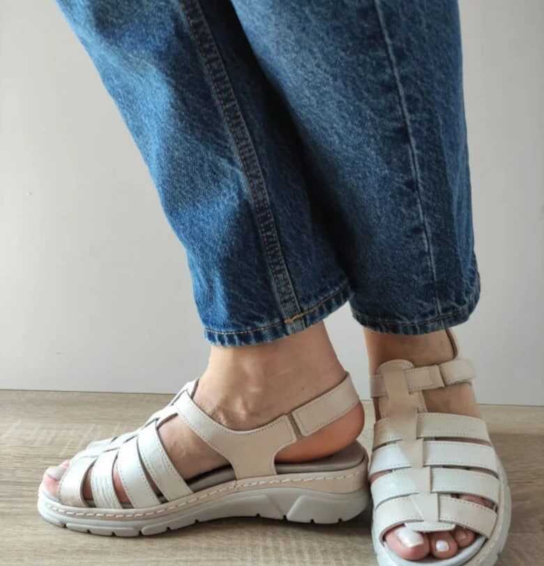 Ежедневни дамски сандали  12516T Mostar 52-N Бежов + Бял + Сив - Бежов - Бежов Suave