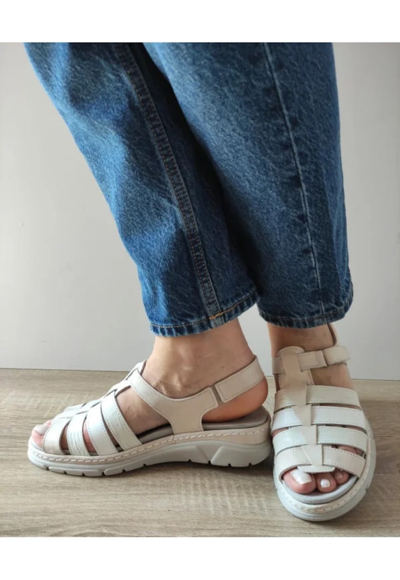 Ежедневни дамски сандали 12516T Mostar 52-N Бежов + Бял + Сив - Бежов - Бежов Suave