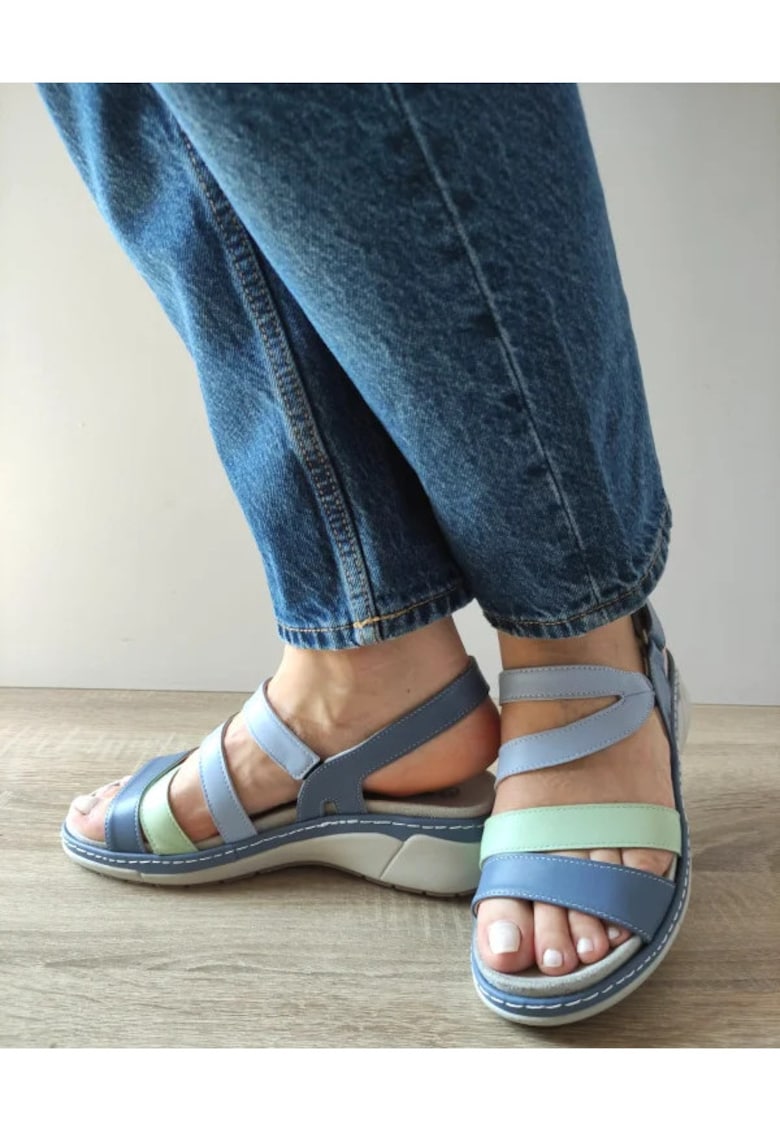 Ежедневни дамски сандали 18010T Azores 07-N сини + вернил - сини - Син Suave