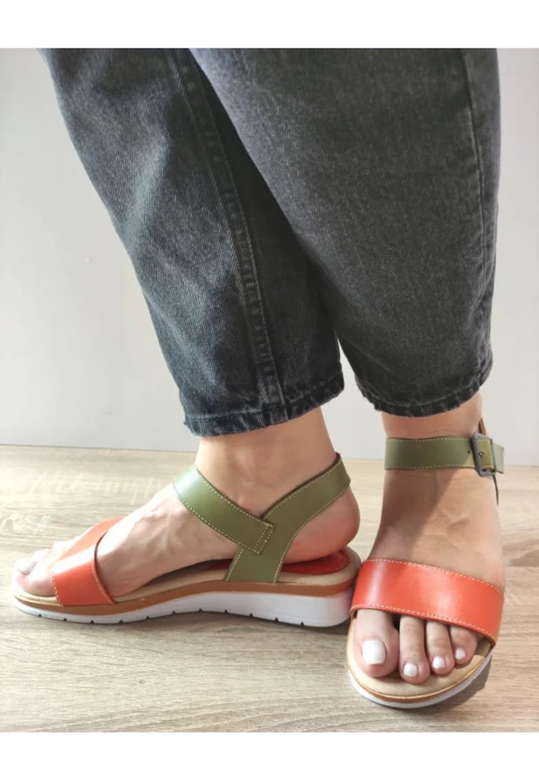 Ежедневни дамски сандали 3465 6 зелени с оранжево - зелени - Зелен DYANY