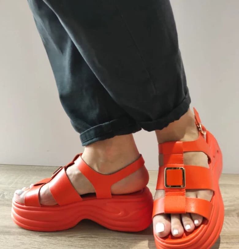 Ежедневни дамски сандали  4003 11-N оранжеви - Оранжев Pass