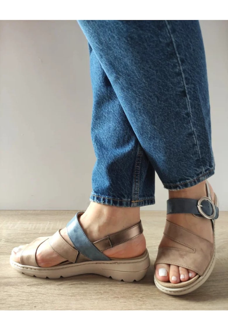 Ежедневни дамски сандали Su20002T Krabi 15-N бежови със синьо - бежови - Бежов Suave