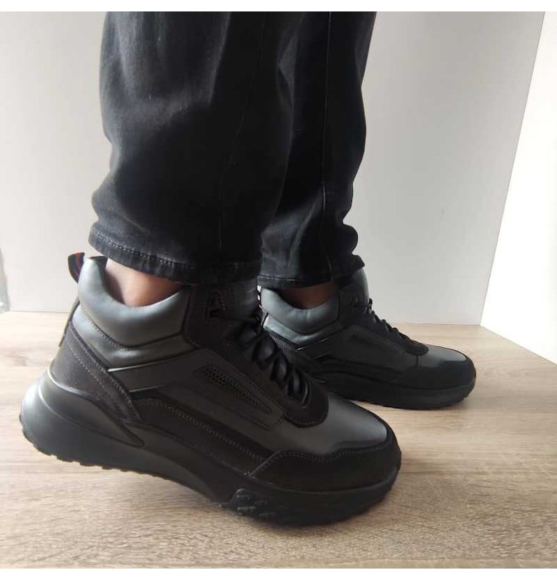 Ежедневни мъжки ботуши  250003C 51-N черен велур + сиво - черно - Caribu