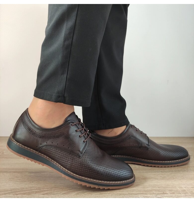 Ежедневни мъжки обувки  F116830-1 Coffee - кафе - Кафяв ELDEMAS