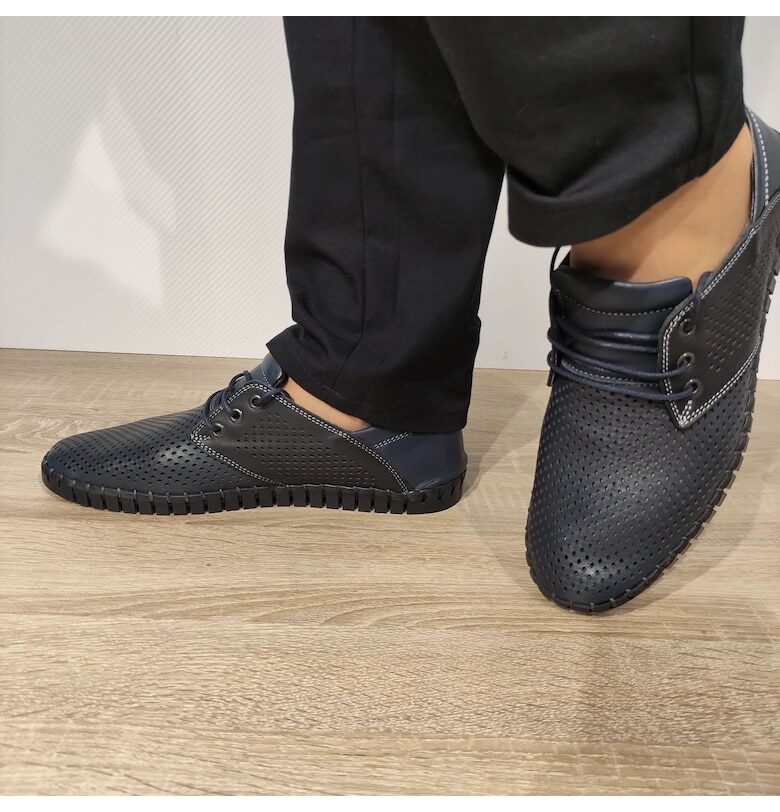 Ежедневни перфорирани мъжки обувки - Тъмносин DOGATI